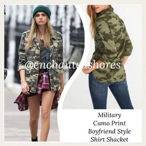 Camo Shacket Lightweight Shirt Jacket Camoflage Mini Print Top Size Medium Large